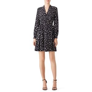 Kate Spade Black Blot Dot Silk V-Neck Dress